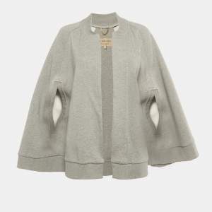 Pre Owned Burberry Grey Cotton Fish Applique Cape Jacket S