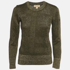 Pre Owned بلوفر بربري نقش المربعات أسود لوريكس XS