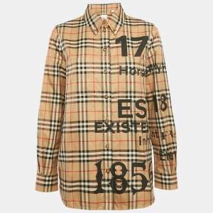 مملوكة مسبقًا Burberry Beige Anette Vintage Check Cotton Shirt M