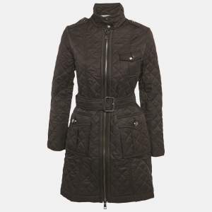 مملوكة مسبقًا Burberry Black Synthetic Diamond Quilted Zip Up Jacket XS
