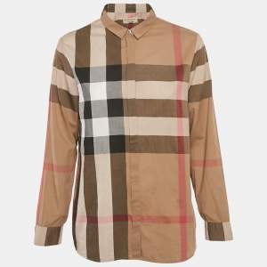 مملوكة مسبقًا Burberry Brown Nova Check Cotton Button Front Shirt M