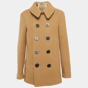 مملوكة مسبقًا Burberry Camel Brown Felt Pea Coat L