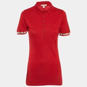 Pre Owned Burberry Brit Red Cotton Pique Polo T-Shirt S