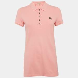 Pre Owned Burberry Brit Pink Cotton Pique Polo T-Shirt S