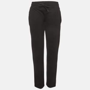 مملوكة مسبقًا Burberry Black Gabardine Logo Applique Pants S