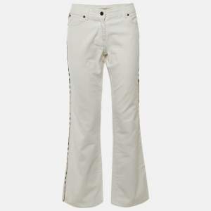 Pre Owned Burberry White Denim Straight Leg Jeans S