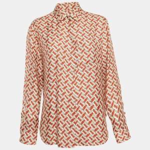 مملوكة مسبقًا Burberry Beige Tb Monogram Printed Silk Shirt S