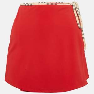 مملوكة مسبقًا Burberry Red Jersey Mini Sarong XS