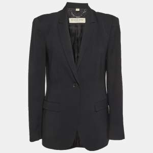 Pre Owned Burberry Black Gabardine Tailored Blazer M