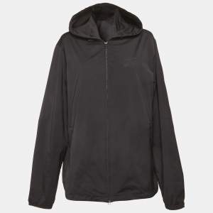 Pre Owned Burberry Black Oak Leaf Badge Print Synthetic Jacket L