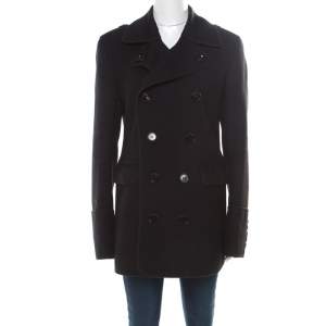 Burberry London Black Wool Double Breasted Coat L