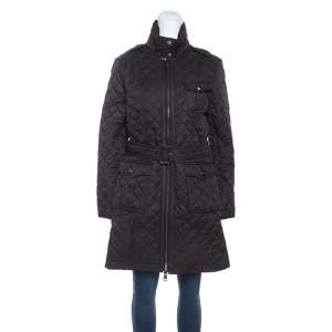 Pre Owned Burberry Black Diamond Quilted Coat M