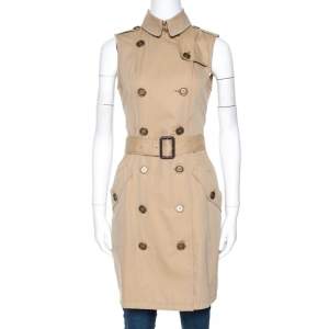 Pre Owned Burberry Brit Beige Cotton Sleeveless Trench Coat S