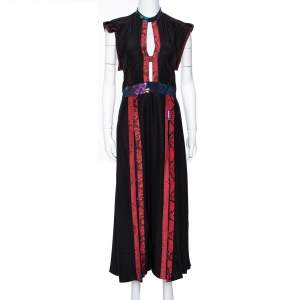 مملوكة مسبقًا Burberry Black Silk Paneled Open Back Midi Dress M