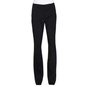 Burberry Black Stretch Wool Flared Trousers S 