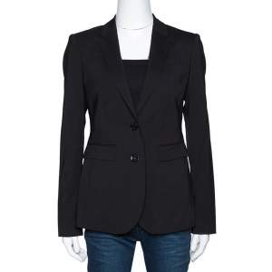Pre Owned Burberry London Black Stretch Wool Tailored Blazer S 