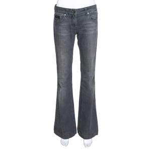 Pre Owned Burberry Grey Washed Denim Flared Leg Jeans M