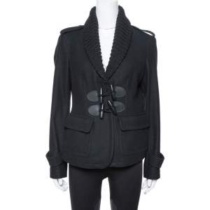 Pre Owned Burberry Brit Wool Knit Collar Toggle Front Jacket M