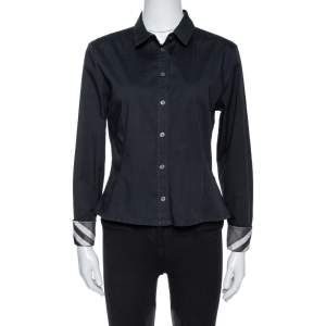 Burberry Brit Black Stretch Cotton Long Sleeve Shirt M