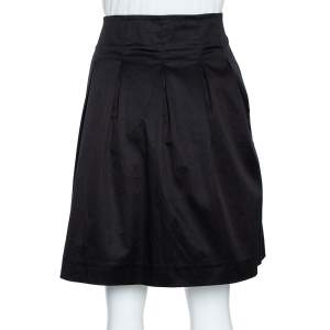 Pre Owned Burberry Black Cotton Pleated Skirt S