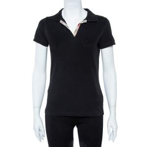 Pre Owned Burberry Brit Black Cotton Stretch Pique Polo T-Shirt M