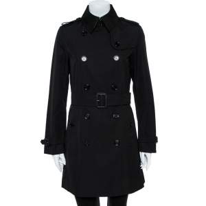 Pre Owned Burberry Black Buckingham Belted Coat S