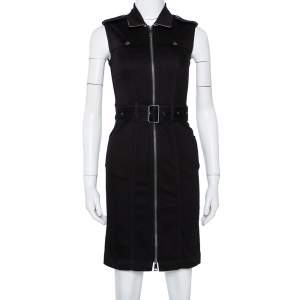 Burberry Brit Black Denim Belted Zipper Front Short Dress S
