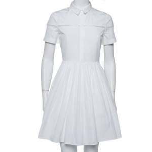 فستان ميني بربري قطن أبيض بياقة مقاس صغير - سمول