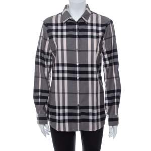 Pre Owned Burberry Monochrome Cotton House Checkered Button Front Shirt M