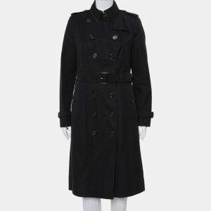 Pre Owned Burberry Black Cotton Double Breasted Belted The Sandringham Extra Long Trench Coat M