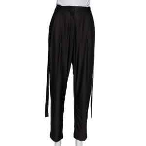 Pre Owned Burberry Black Jersey Strap Detail Tailored Trousers M