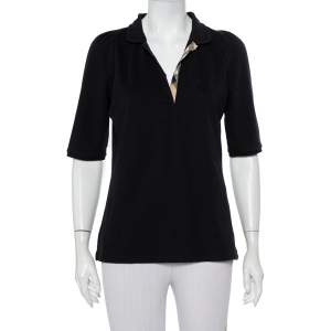 Pre Owned Burberry Brit Black Cotton Knit Polo T-Shirt L