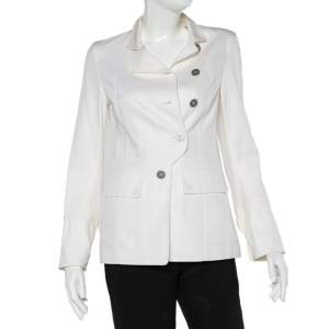 Pre Owned Burberry Off-White Cotton Button Front Jacket S