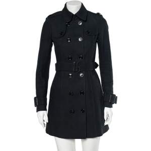 Pre Owned  Burberry Black Canvas Double Breasted Trench Coat M