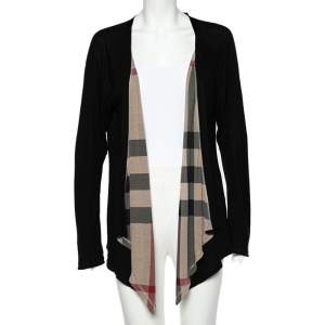 Pre Owned Burberry Black Modal Reversible Open Front Cardigan XL 