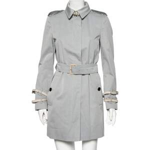 مملوكة مسبقًا Burberry Grey Cotton Rochester Belted Trench Coat M