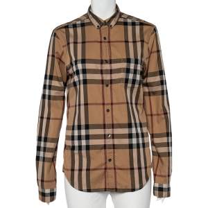 Buberry Brit Brown Checkered Cotton Button Front Long Sleeve Shirt S