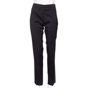 Pre Owned Burberry Black Wool Tapered Leg Trousers M