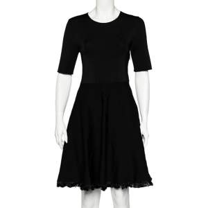 Burberry Black Knit Fringed A-Line Dress M