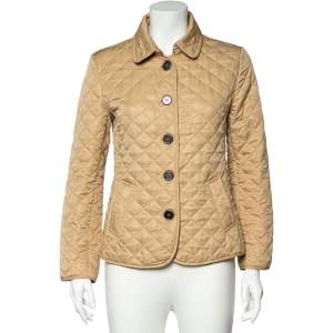 Burberry  Brit Cream Synthetic Quilted Button Front Jacket M