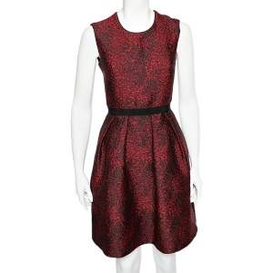 Pre Owned Burberry Burgundy Fruby Pattern Jacquard Sleeveless Mini Dress S 