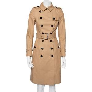 Burberry Prorsum Beige Cotton Double Breasted Belted Trench Coat S