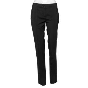 Pre Owned Burberry Black Wool Regular Fit Pants S