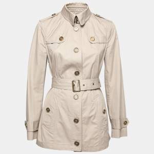 Burberry Brit Beige Cotton Belted Trench Coat S