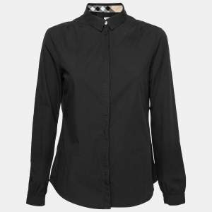 Pre Owned Burberry Black Cotton Button Front Shirt M