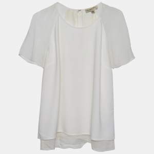 Burberry White Crepe Short Sleeve Top M