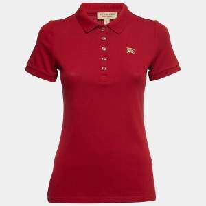 Burberry Red Cotton Polo T-Shirt S