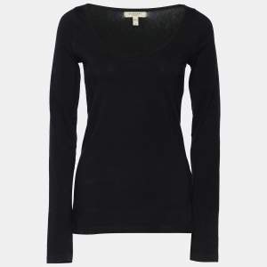 Burberry Black Cotton Contrast Elbow Detail Long Sleeve T-Shirt S