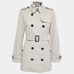 Burberry Stone Beige Gabardine Short Trench Coat S