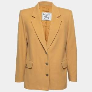 Pre Owned Burberry Vintage Beige Wool & Cashmere Single-Breasted Blazer M